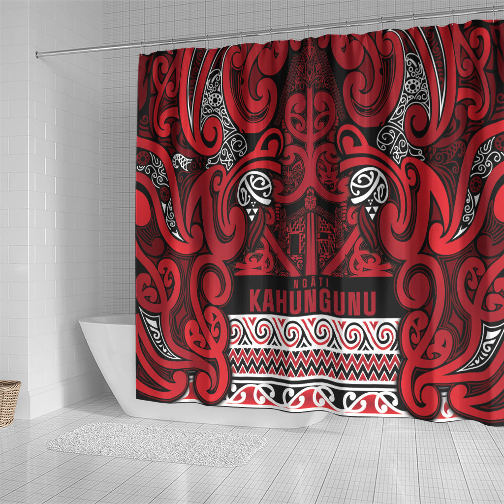 Aotearoa Iwi Ngati Kahungunu Shower Curtain Maori Wharenui House Tribal Pattern