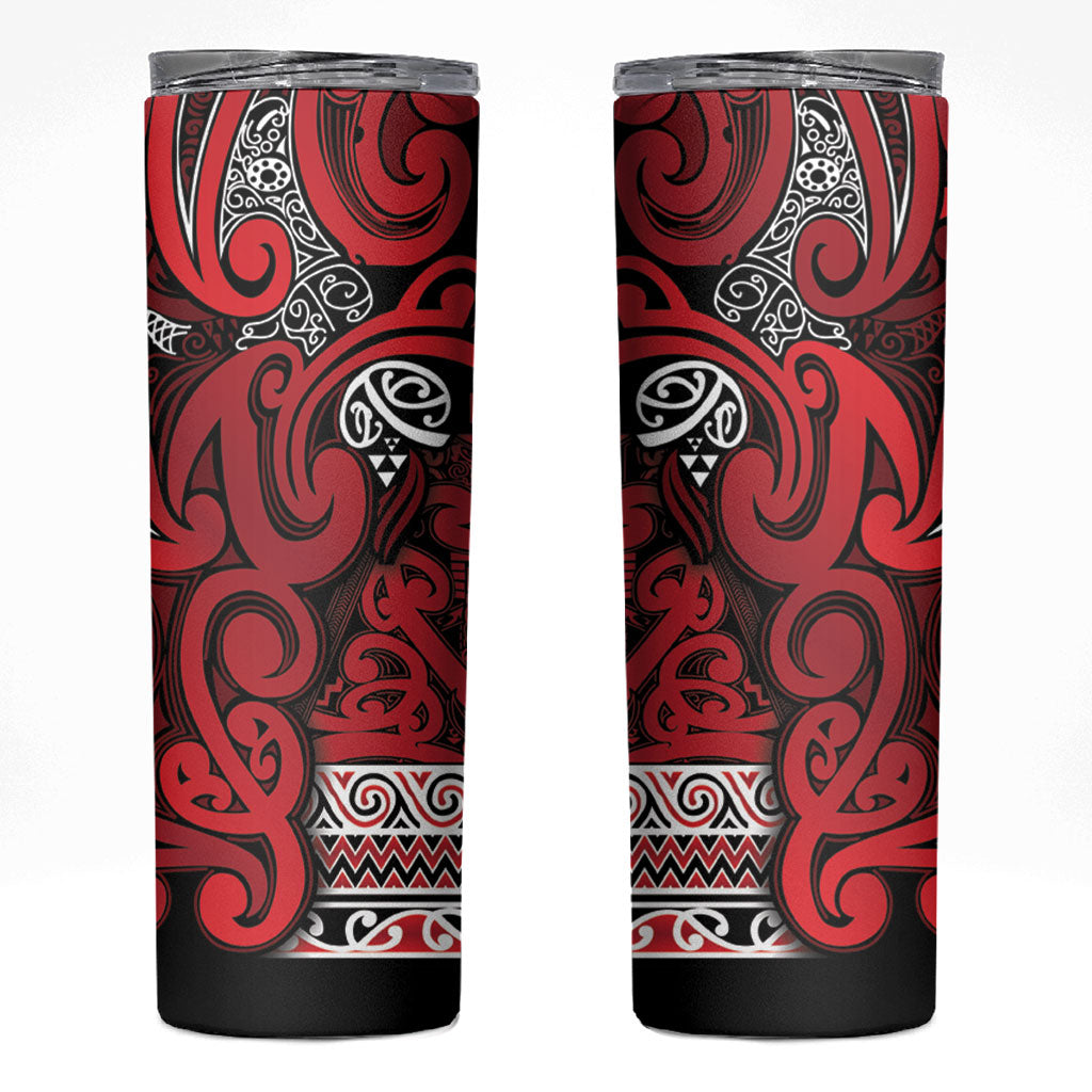Aotearoa Iwi Ngati Kahungunu Skinny Tumbler Maori Wharenui House Tribal Pattern
