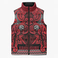 Aotearoa Iwi Ngati Kahungunu Sleeveless Puffer Jacket Maori Wharenui House Tribal Pattern