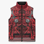 Aotearoa Iwi Ngati Kahungunu Sleeveless Puffer Jacket Maori Wharenui House Tribal Pattern