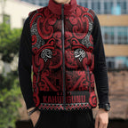 Aotearoa Iwi Ngati Kahungunu Sleeveless Puffer Jacket Maori Wharenui House Tribal Pattern
