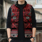Aotearoa Iwi Ngati Kahungunu Sleeveless Puffer Jacket Maori Wharenui House Tribal Pattern
