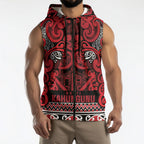 Aotearoa Iwi Ngati Kahungunu Sleeveless Zip Hoodie Maori Wharenui House Tribal Pattern