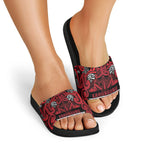 Aotearoa Iwi Ngati Kahungunu Slide Sandals Maori Wharenui House Tribal Pattern