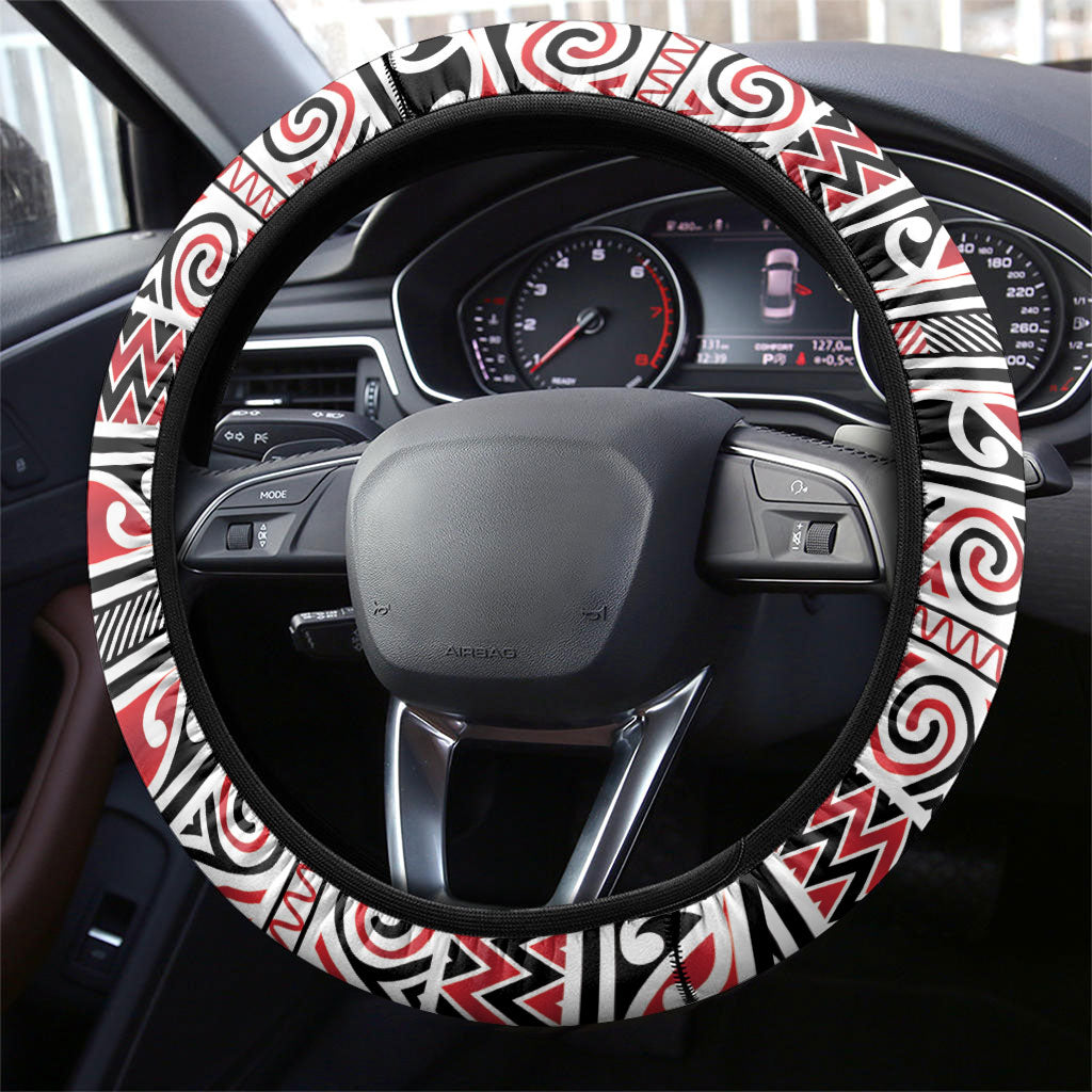Aotearoa Iwi Ngati Kahungunu Steering Wheel Cover Maori Wharenui House Tribal Pattern