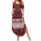 Aotearoa Iwi Ngati Kahungunu Summer Maxi Dress Maori Wharenui House Tribal Pattern
