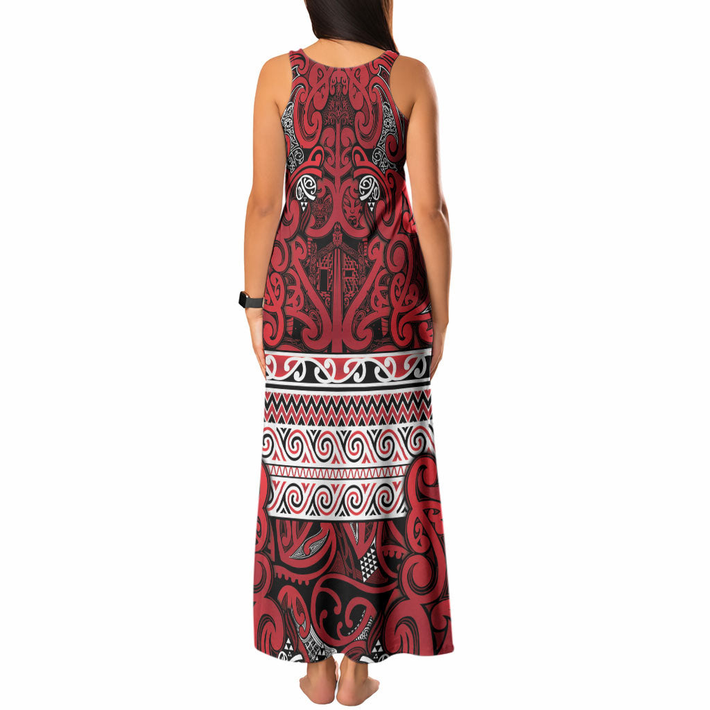 Aotearoa Iwi Ngati Kahungunu Tank Maxi Dress Maori Wharenui House Tribal Pattern