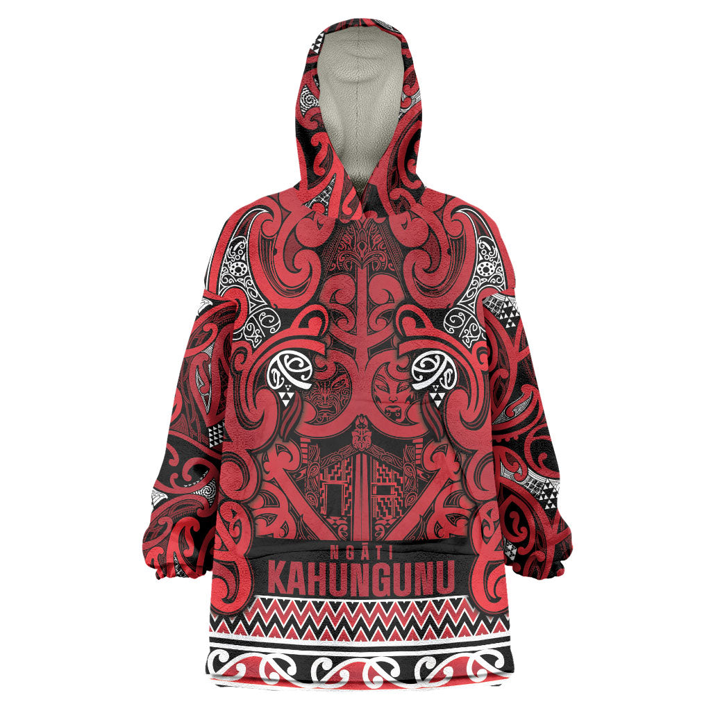 Aotearoa Iwi Ngati Kahungunu Wearable Blanket Hoodie Maori Wharenui House Tribal Pattern