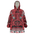Aotearoa Iwi Ngati Kahungunu Wearable Blanket Hoodie Maori Wharenui House Tribal Pattern