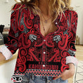 Aotearoa Iwi Ngati Kahungunu Women Casual Shirt Maori Wharenui House Tribal Pattern