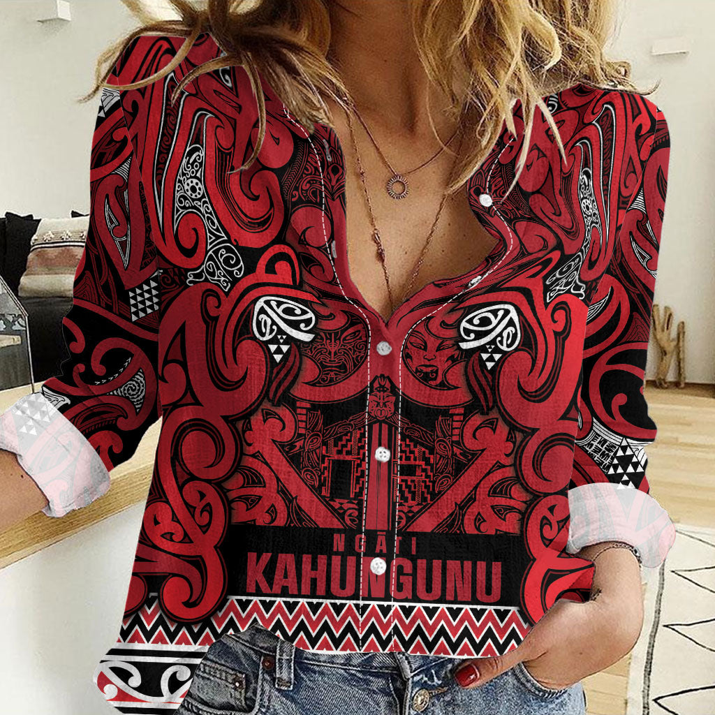 Aotearoa Iwi Ngati Kahungunu Women Casual Shirt Maori Wharenui House Tribal Pattern