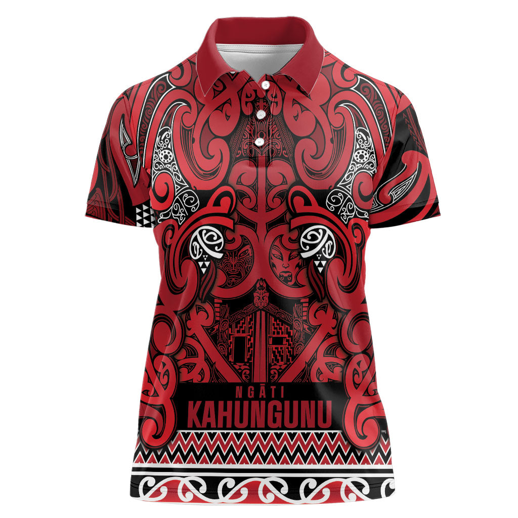 Aotearoa Iwi Ngati Kahungunu Women Polo Shirt Maori Wharenui House Tribal Pattern