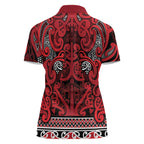 Aotearoa Iwi Ngati Kahungunu Women Polo Shirt Maori Wharenui House Tribal Pattern