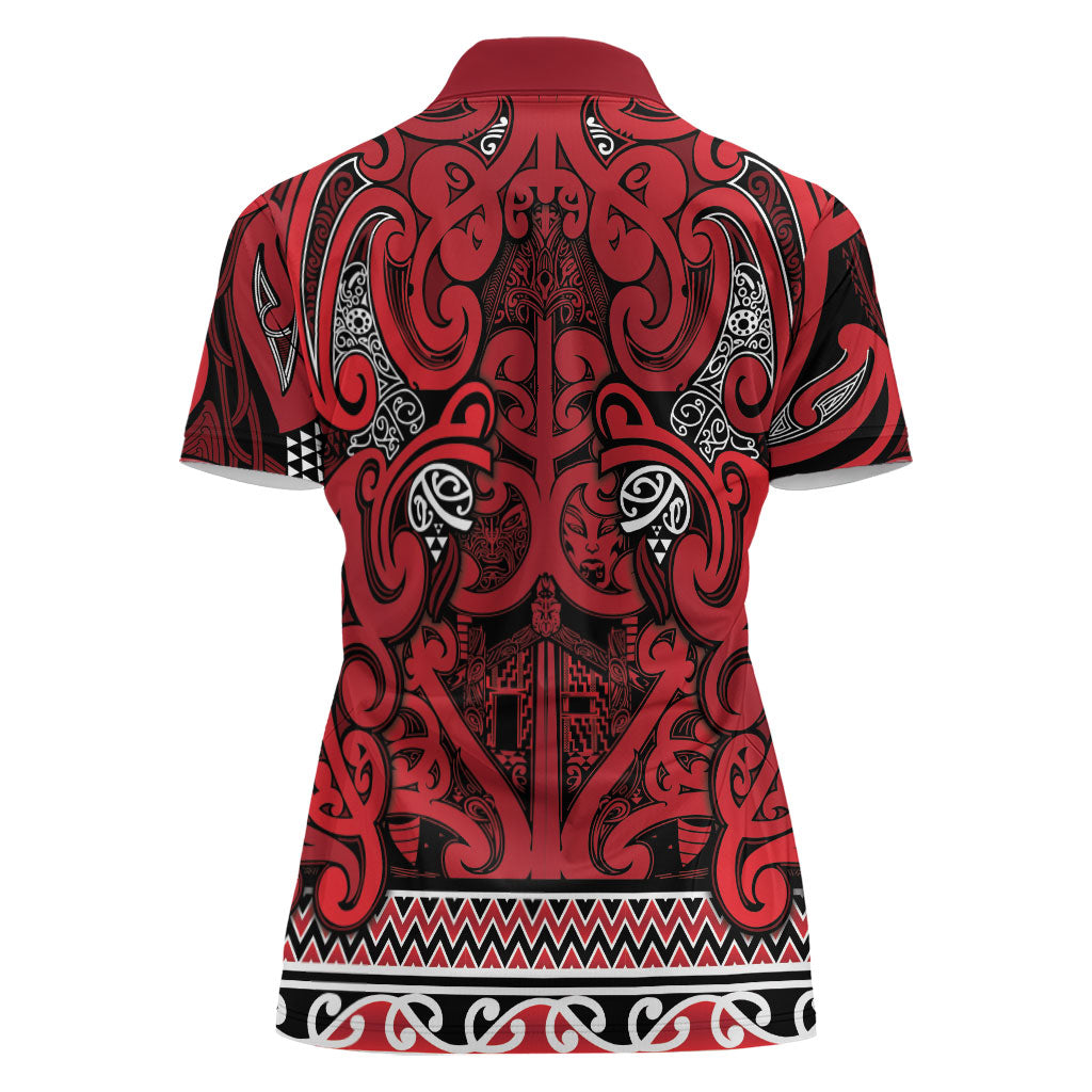 Aotearoa Iwi Ngati Kahungunu Women Polo Shirt Maori Wharenui House Tribal Pattern
