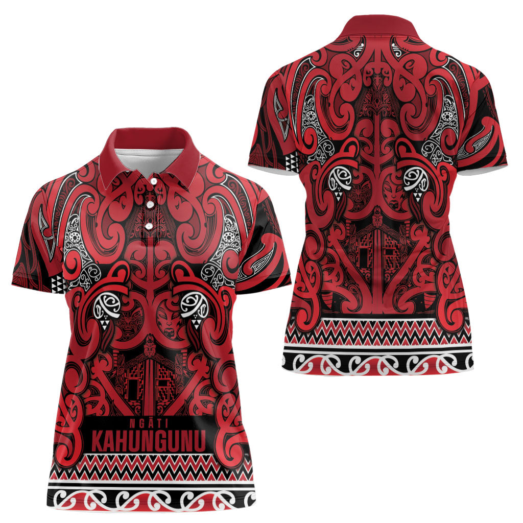 Aotearoa Iwi Ngati Kahungunu Women Polo Shirt Maori Wharenui House Tribal Pattern