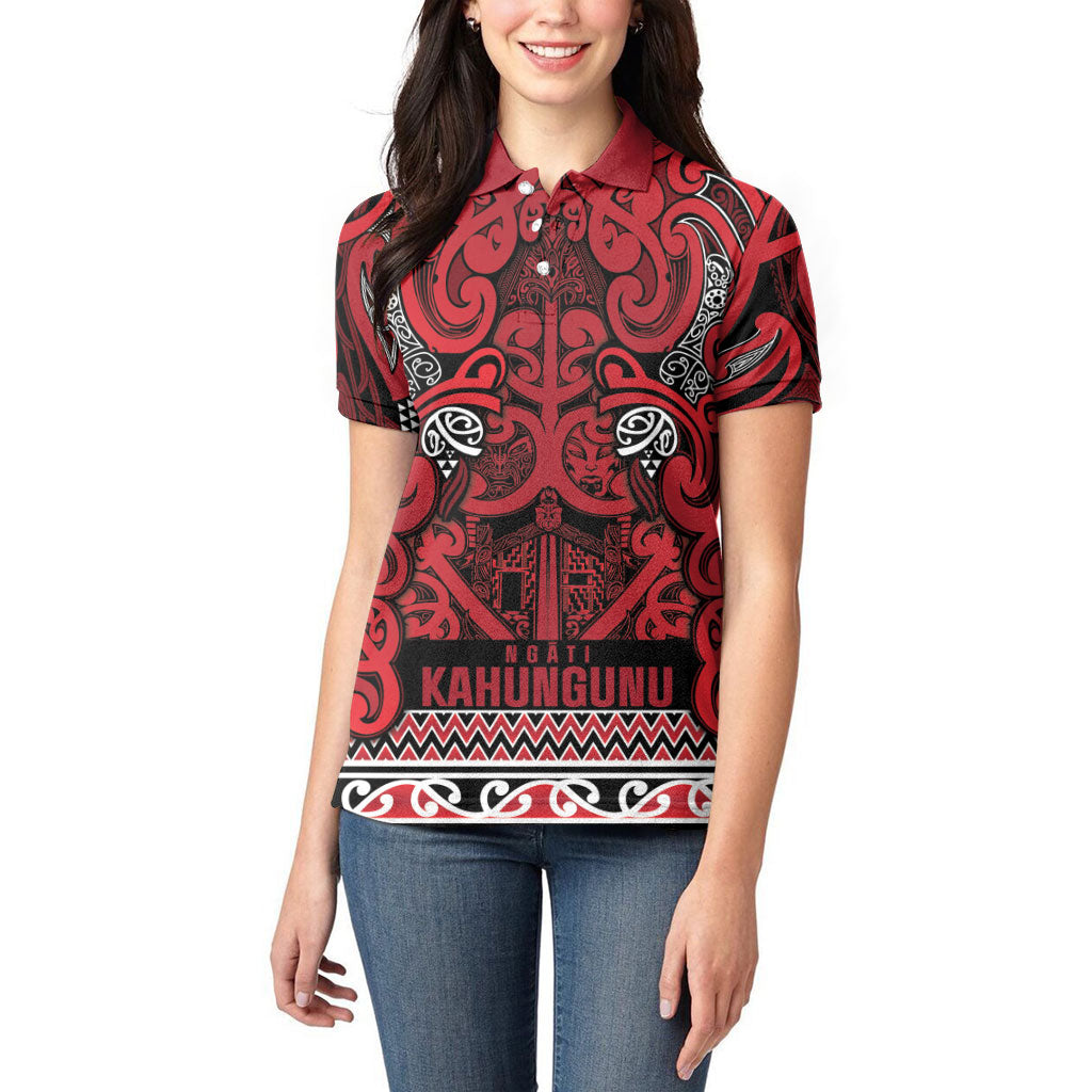 Aotearoa Iwi Ngati Kahungunu Women Polo Shirt Maori Wharenui House Tribal Pattern