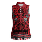 Aotearoa Iwi Ngati Kahungunu Women Sleeveless Polo Shirt Maori Wharenui House Tribal Pattern