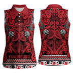 Aotearoa Iwi Ngati Kahungunu Women Sleeveless Polo Shirt Maori Wharenui House Tribal Pattern