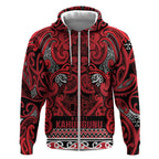 Aotearoa Iwi Ngati Kahungunu Zip Hoodie Maori Wharenui House Tribal Pattern