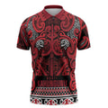 Aotearoa Iwi Ngati Kahungunu Zipper Polo Shirt Maori Wharenui House Tribal Pattern