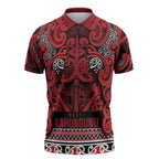 Aotearoa Iwi Ngati Kahungunu Zipper Polo Shirt Maori Wharenui House Tribal Pattern