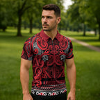 Aotearoa Iwi Ngati Kahungunu Zipper Polo Shirt Maori Wharenui House Tribal Pattern