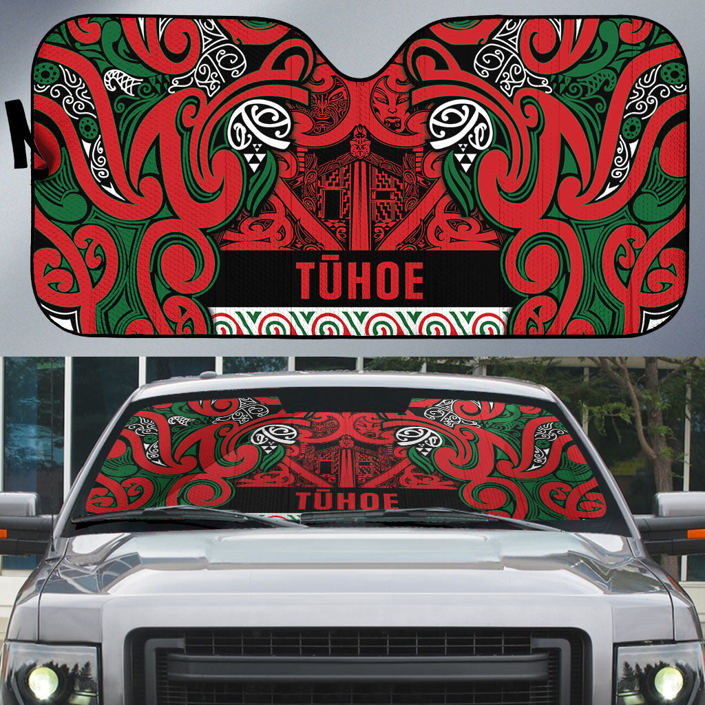 Aotearoa Iwi Tuhoe Auto Sun Shade Maori Wharenui House Tribal Pattern