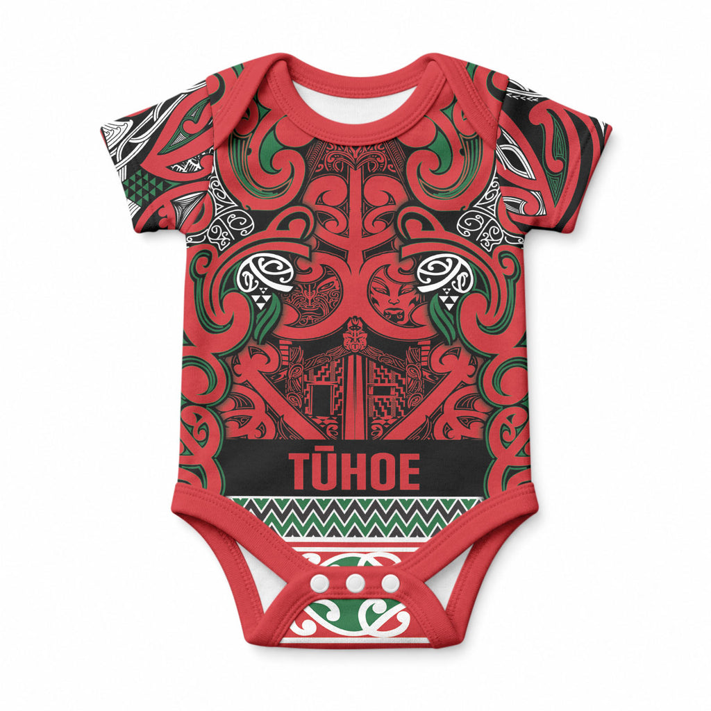Aotearoa Iwi Tuhoe Baby Onesie Maori Wharenui House Tribal Pattern