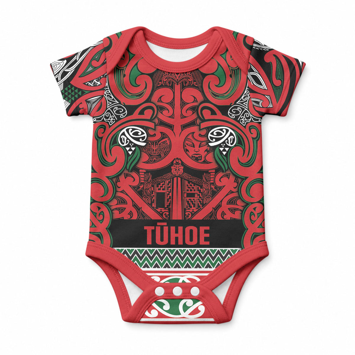 Aotearoa Iwi Tuhoe Baby Onesie Maori Wharenui House Tribal Pattern