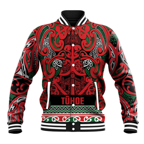 Aotearoa Iwi Tuhoe Baseball Jacket Maori Wharenui House Tribal Pattern
