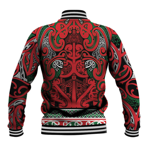 Aotearoa Iwi Tuhoe Baseball Jacket Maori Wharenui House Tribal Pattern
