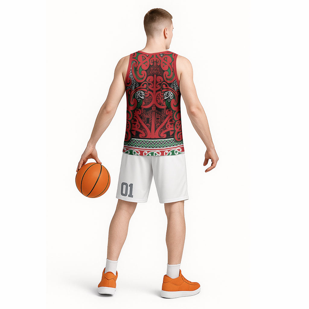 Aotearoa Iwi Tuhoe Basketball Jersey Maori Wharenui House Tribal Pattern