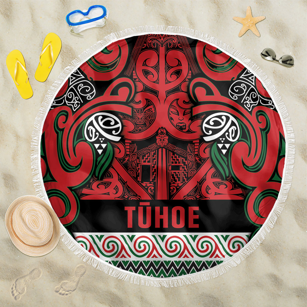 Aotearoa Iwi Tuhoe Beach Blanket Maori Wharenui House Tribal Pattern