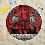 Aotearoa Iwi Tuhoe Beach Blanket Maori Wharenui House Tribal Pattern