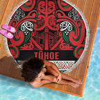 Aotearoa Iwi Tuhoe Beach Blanket Maori Wharenui House Tribal Pattern