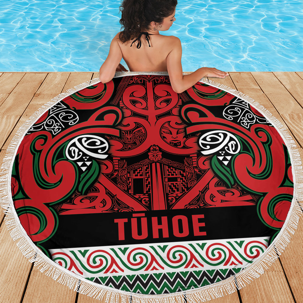 Aotearoa Iwi Tuhoe Beach Blanket Maori Wharenui House Tribal Pattern