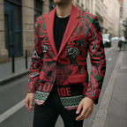 Aotearoa Iwi Tuhoe Blazer Maori Wharenui House Tribal Pattern