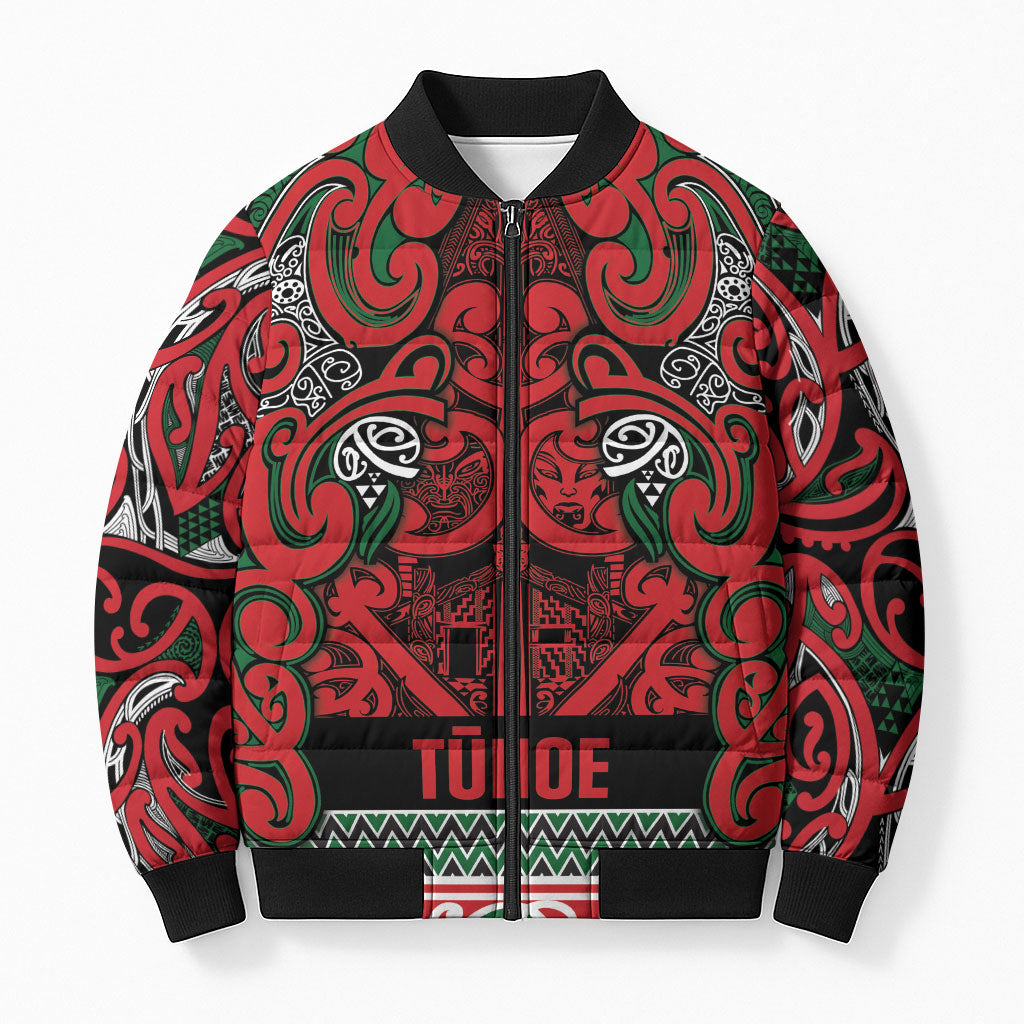 Aotearoa Iwi Tuhoe Bomber Puffer Jacket Maori Wharenui House Tribal Pattern
