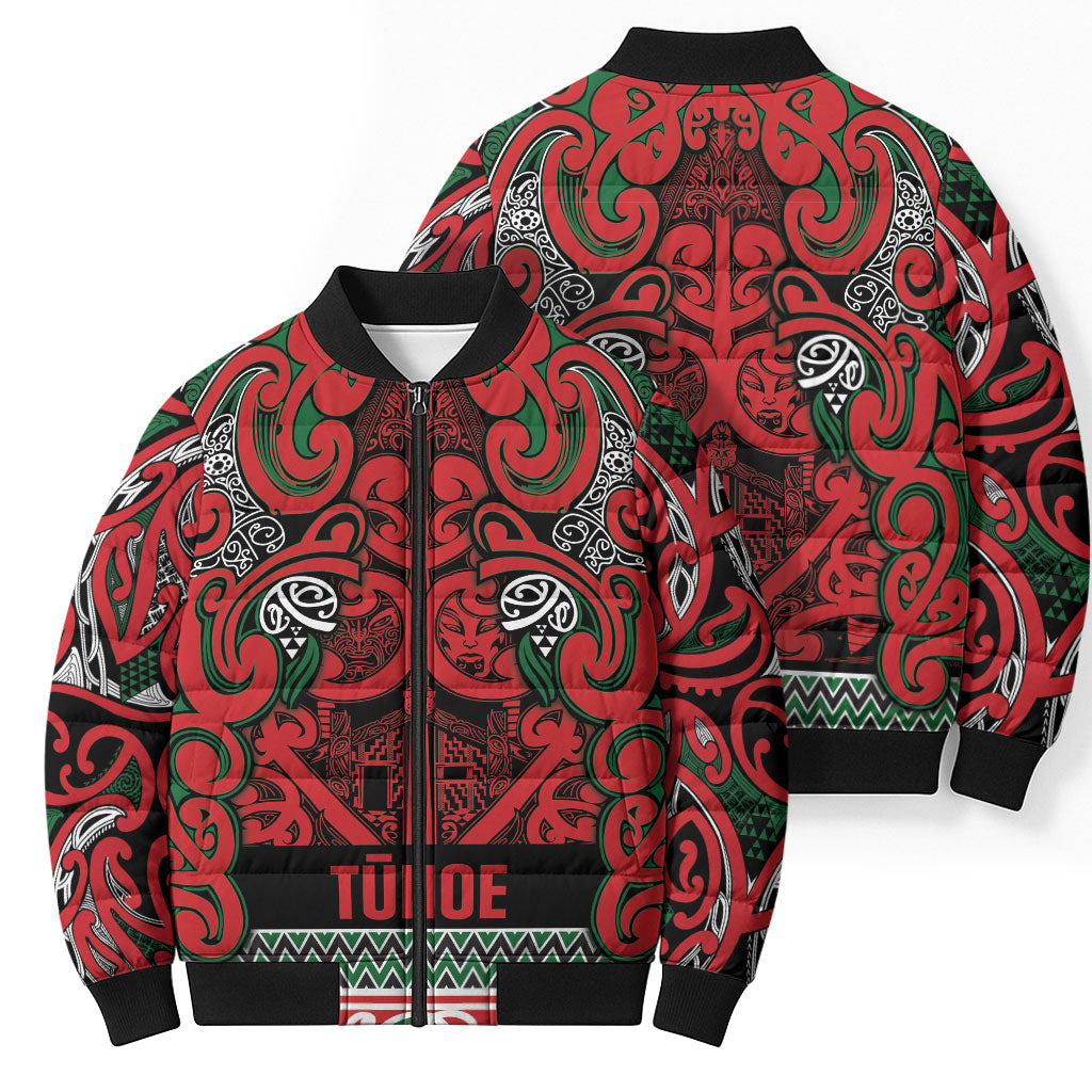 Aotearoa Iwi Tuhoe Bomber Puffer Jacket Maori Wharenui House Tribal Pattern