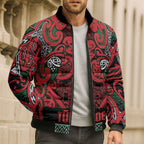 Aotearoa Iwi Tuhoe Bomber Puffer Jacket Maori Wharenui House Tribal Pattern