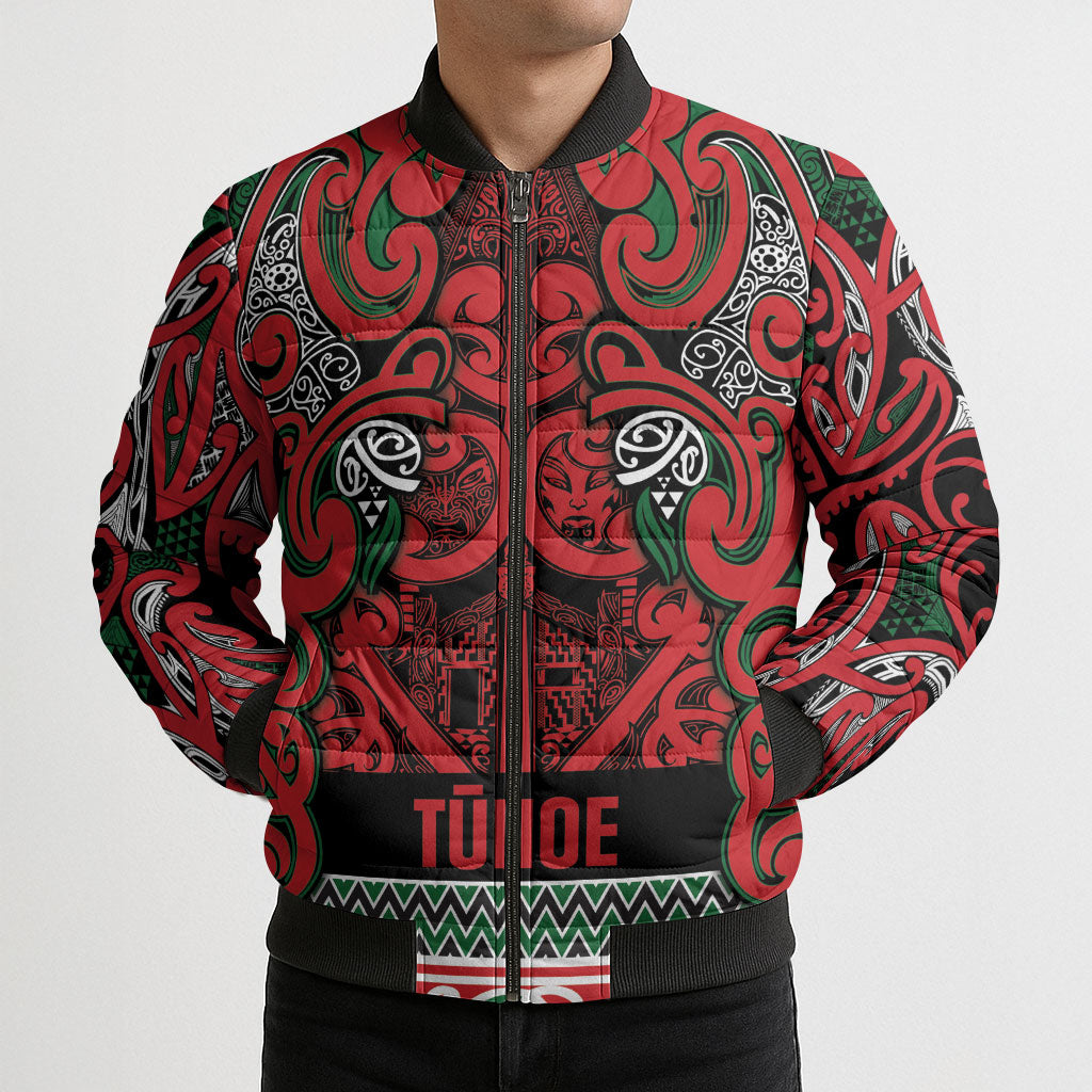 Aotearoa Iwi Tuhoe Bomber Puffer Jacket Maori Wharenui House Tribal Pattern