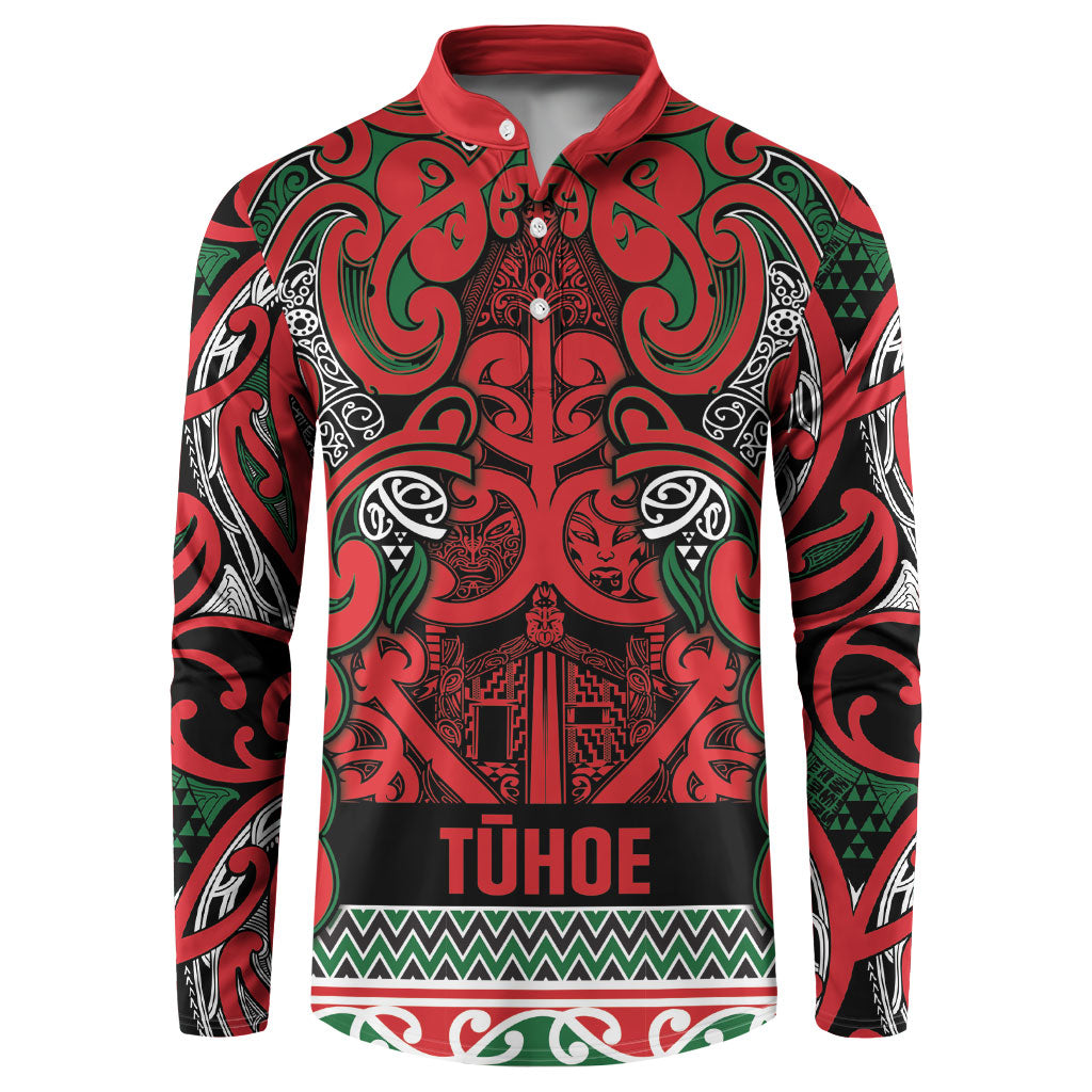 Aotearoa Iwi Tuhoe Button Sweatshirt Maori Wharenui House Tribal Pattern