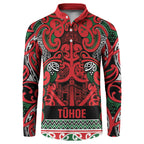 Aotearoa Iwi Tuhoe Button Sweatshirt Maori Wharenui House Tribal Pattern