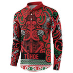 Aotearoa Iwi Tuhoe Button Sweatshirt Maori Wharenui House Tribal Pattern