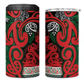 Aotearoa Iwi Tuhoe 4 in 1 Can Cooler Tumbler Maori Wharenui House Tribal Pattern