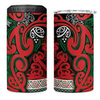 Aotearoa Iwi Tuhoe 4 in 1 Can Cooler Tumbler Maori Wharenui House Tribal Pattern