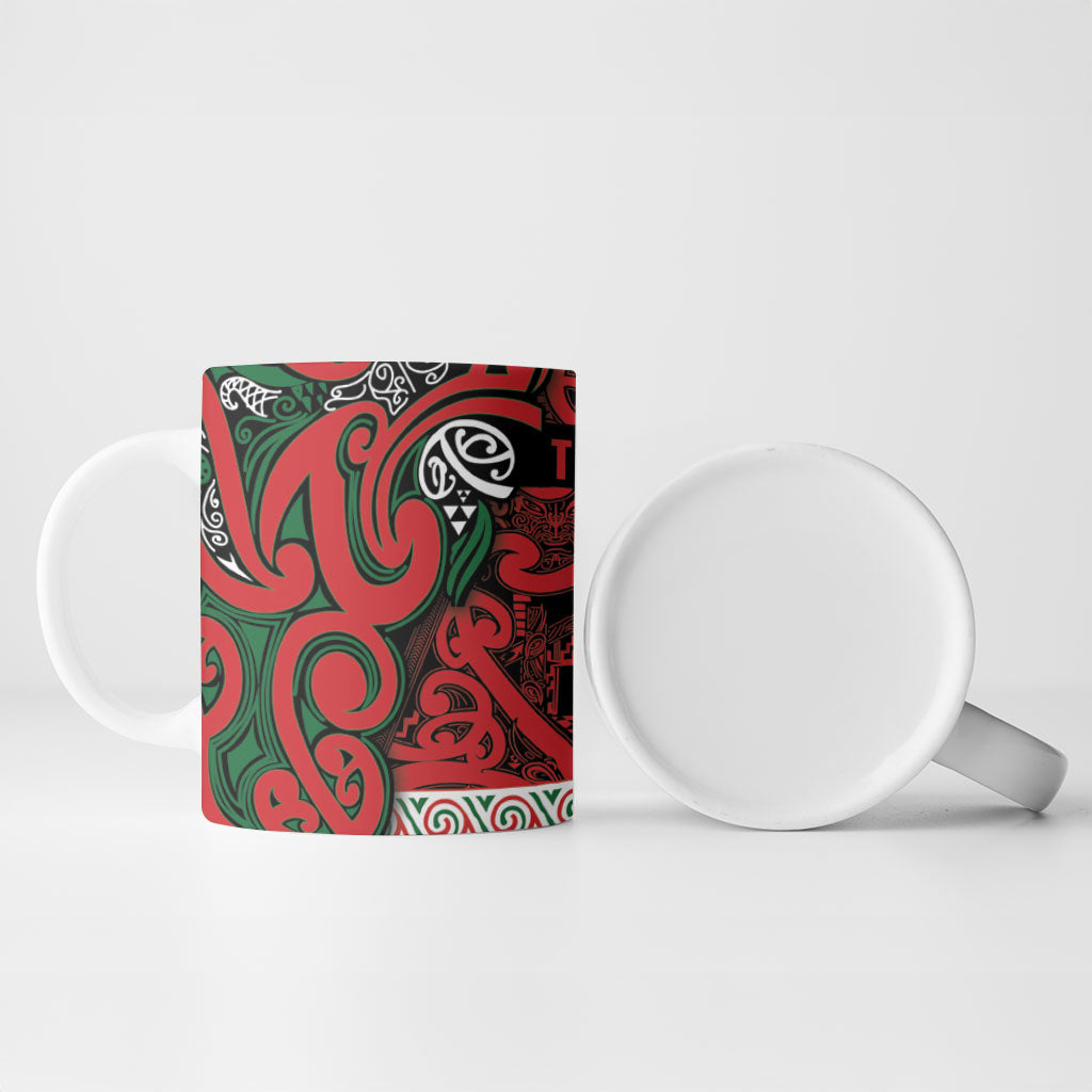 Aotearoa Iwi Tuhoe Ceramic Mug Maori Wharenui House Tribal Pattern