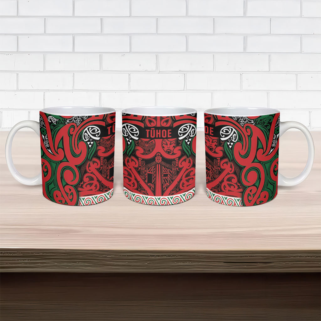 Aotearoa Iwi Tuhoe Ceramic Mug Maori Wharenui House Tribal Pattern