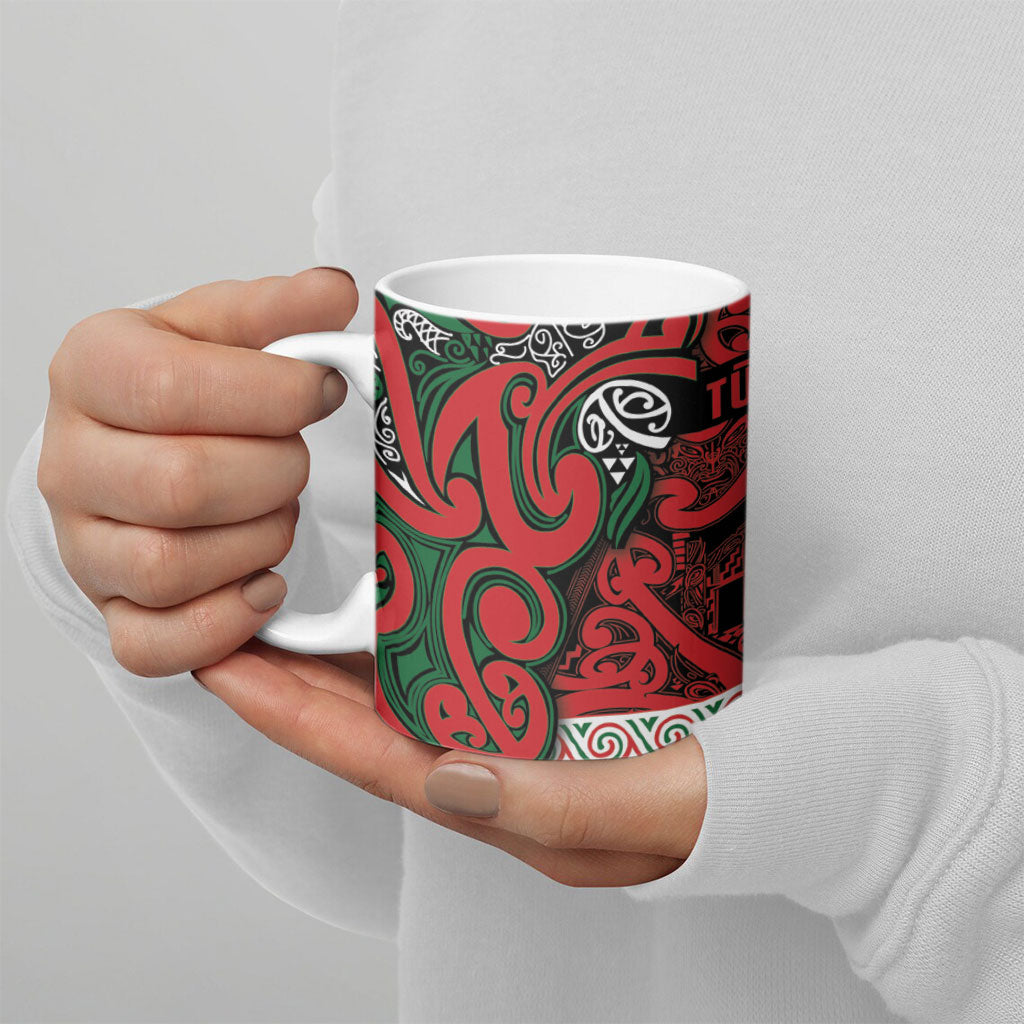 Aotearoa Iwi Tuhoe Ceramic Mug Maori Wharenui House Tribal Pattern
