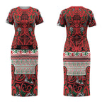 Aotearoa Iwi Tuhoe Couples Matching Short Sleeve Bodycon Dress and Hawaiian Shirt Maori Wharenui House Tribal Pattern